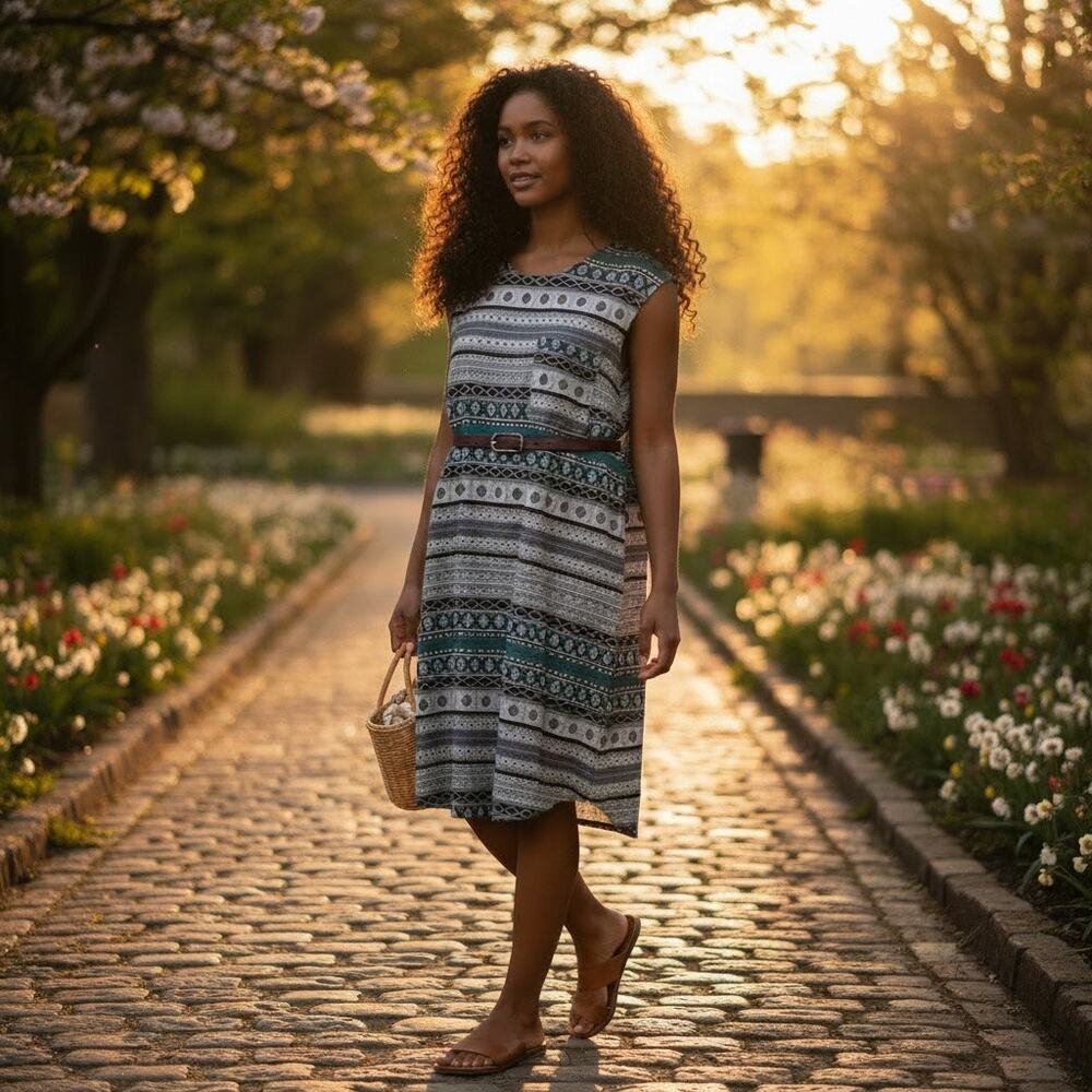 Merona Multicolor Mandala Aztec Tribal Stripe Pattern Shift Sheath Dress Sz XL